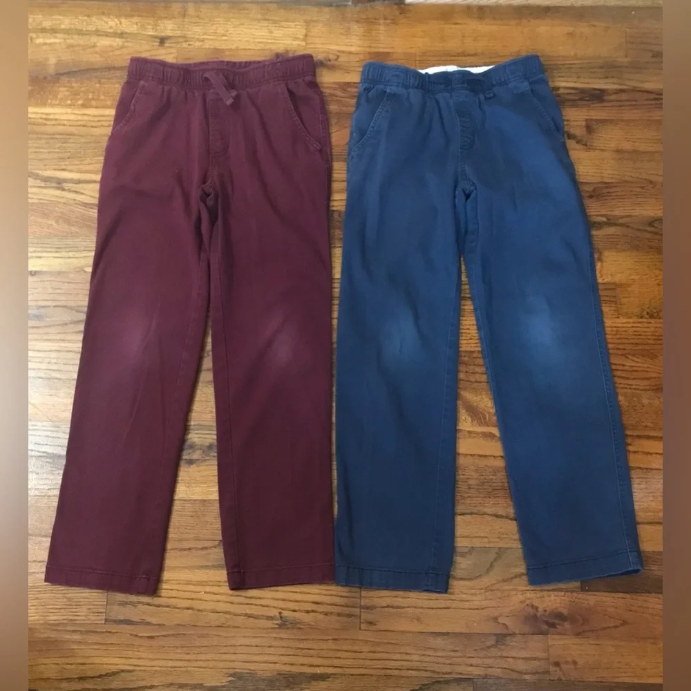 Wonder Nation Burgundy / Navy Blue School Uniform Pants  Large  Elastic Waist
